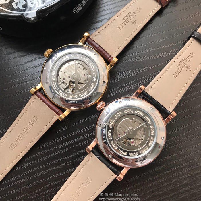 百達翡麗PATEK PHILPPE 全自動機械機芯 小牛皮錶帶 精品男士腕表  wssb3536